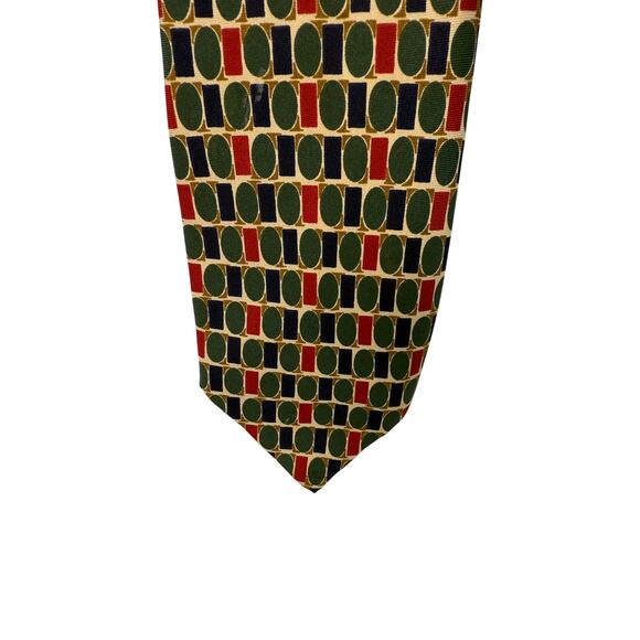 Men's STRUCTURE 100% Silk Red Black Gold Geometric Print  Necktie Made in Italy - Picture 3 of 6